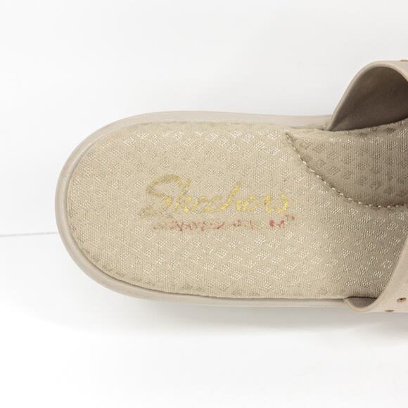 SKECHERS Cali Rumbler Studded Wedge Slide Sandals Memory Foam Taupe Womens 8.5 - Picture 6 of 8